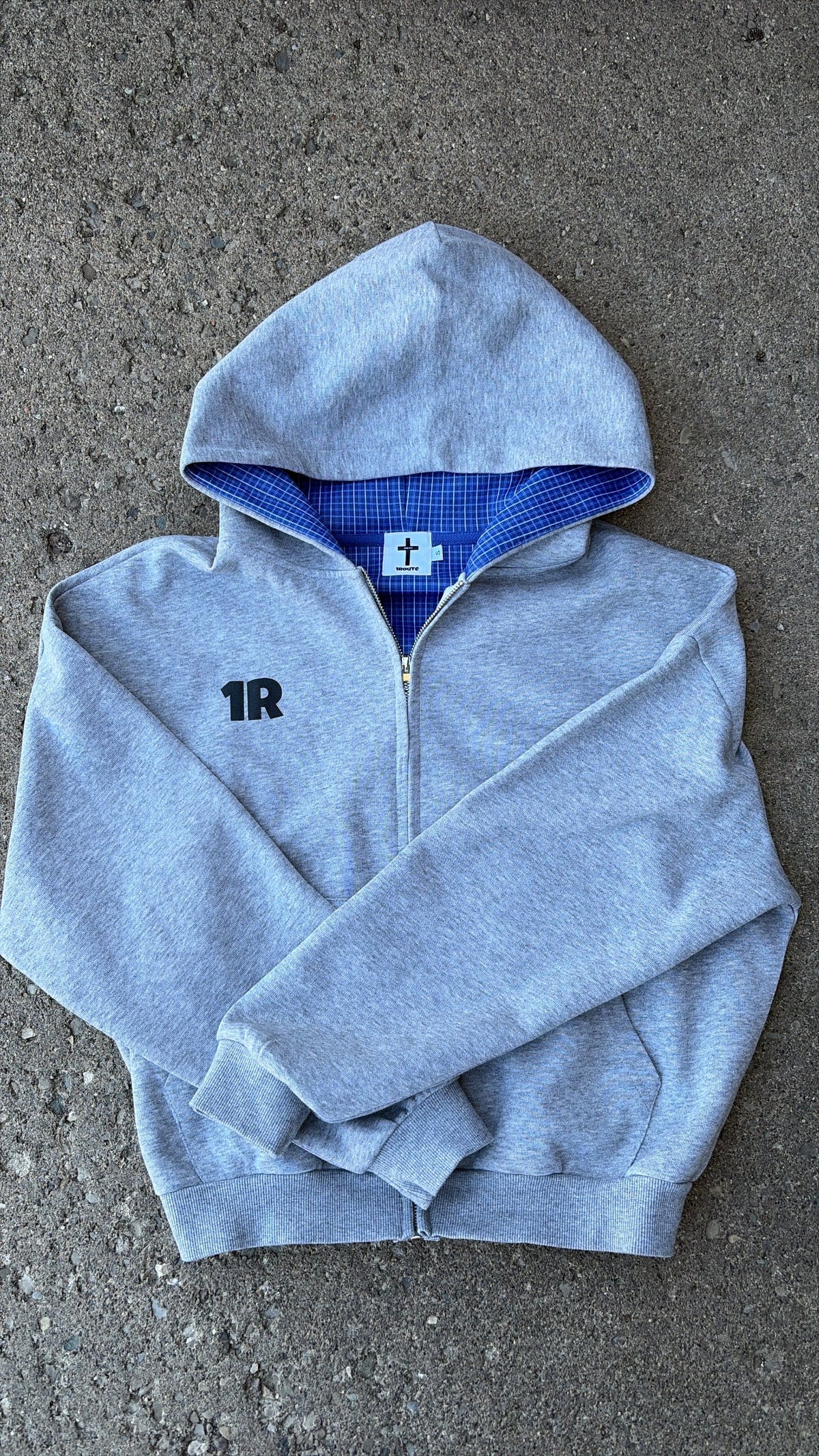 Cross Logo Plaid Zip Up