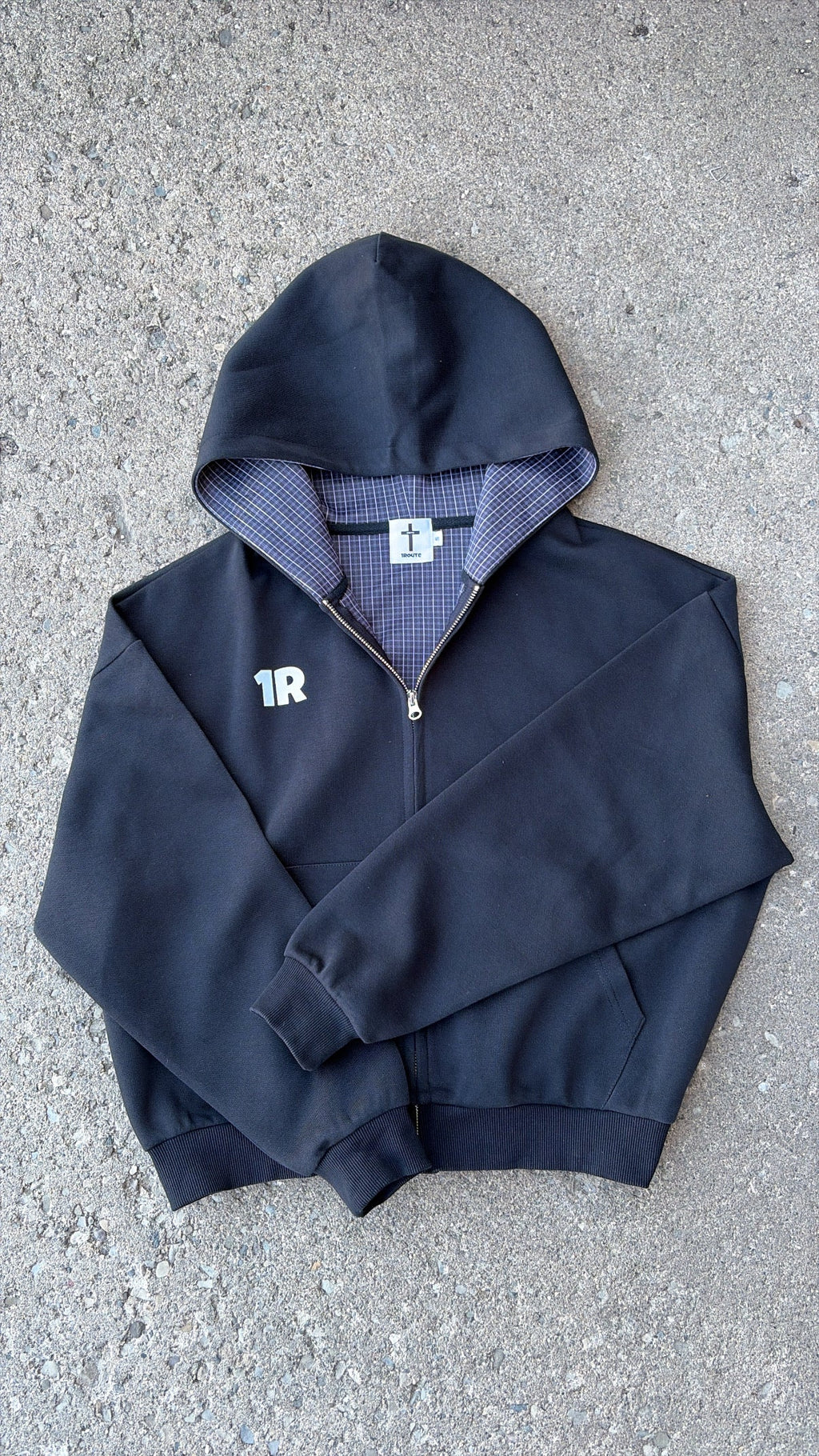 Cross Logo Plaid Zip Up