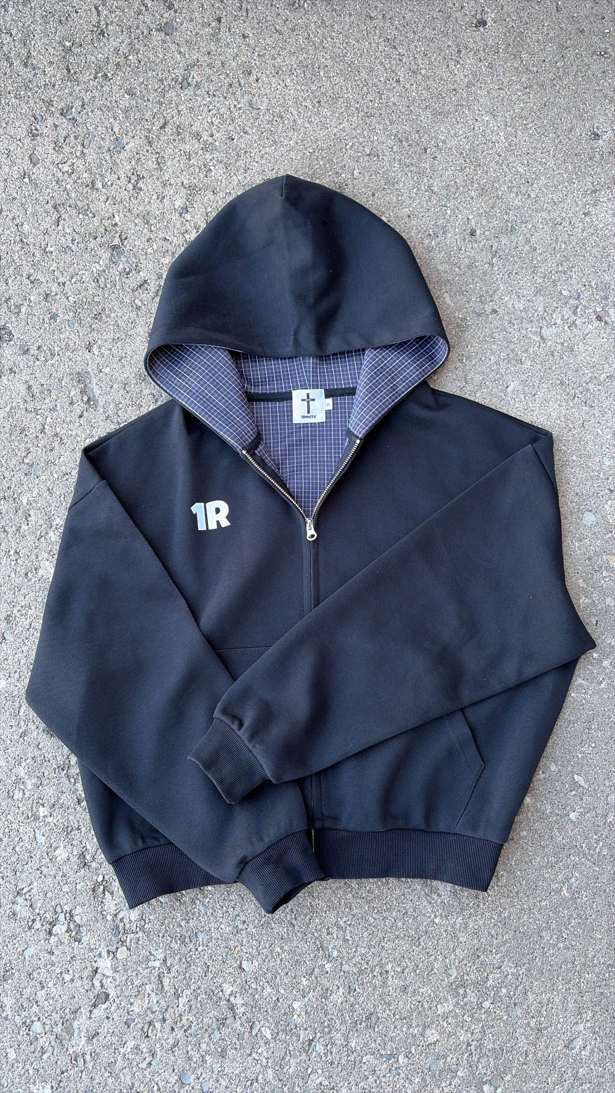 Cross Logo Plaid Zip Up